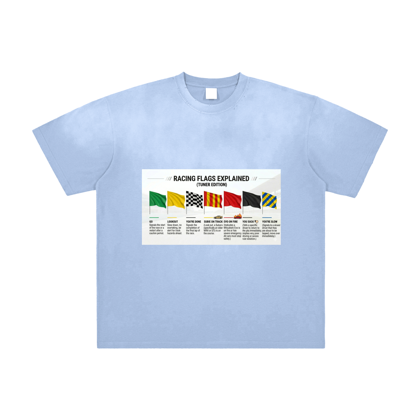 Vintage racing flags explained shirt